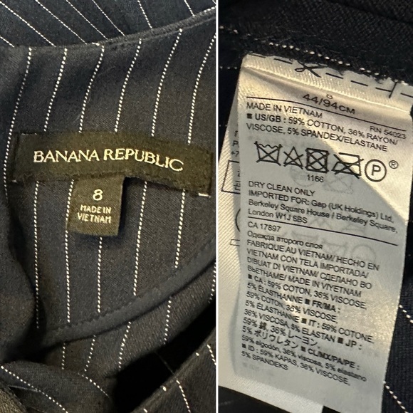 Banana Republic Navy Blue Pinstripe Cap Sleeve Sheath Dress Women's Size 8 Work - Picture 15 of 16